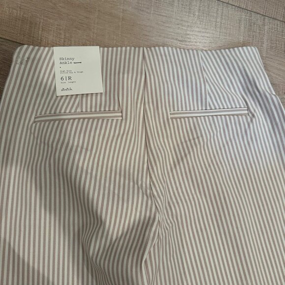 A NEW DAY WOMENS TAN WHITE STRIPE PANTS NEW SIZE 6 SIDE ZIP CLOSURE SKINNY ANKLE - Picture 12 of 13